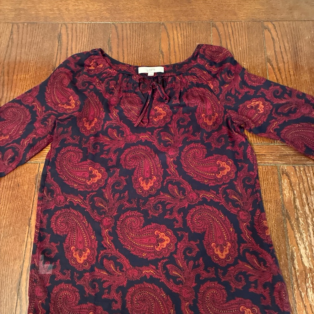 Ann Taylor Loft Blouse Women’s Small Paisley 3/4 Sleeve Top